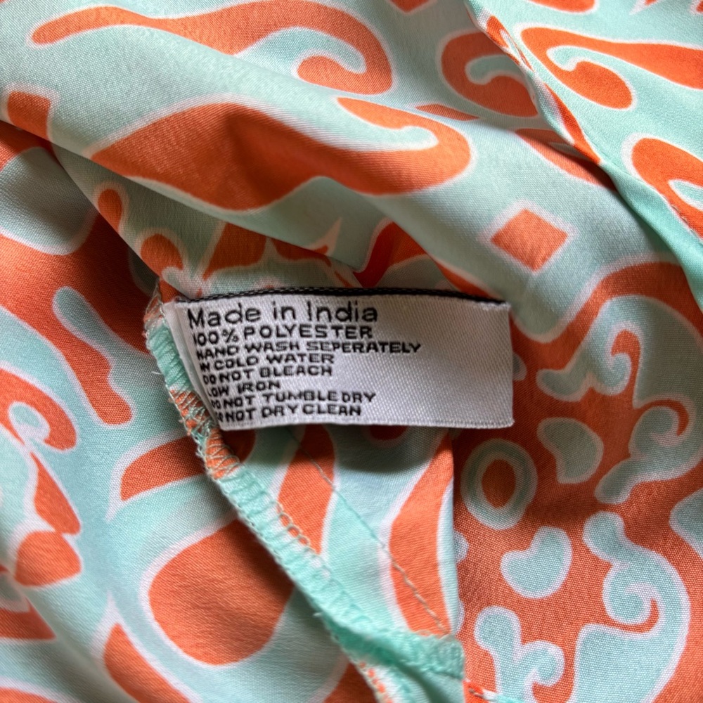Buckhead Betties V-Neck Teal & Coral Blouse Size Medium - Picture 7 of 8